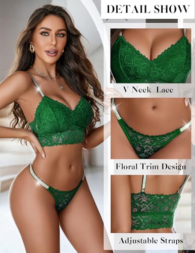Image of Avidlove Lingerie Set for Women Lace Bra and Panty Set Two Piece Sheer Bralette