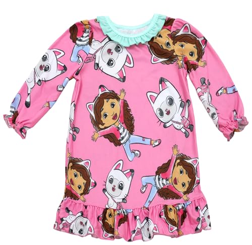 Gabby's Dollhouse Pajamas for Girls, Toddler Girls Flannel Nightgowns, Longsleeve Toddler Nightgown Sleep Shirt, 2T-3T-4T