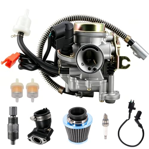 GY6 50cc 49cc Carburetor for 4 Stroke Taotao Kymco Moped Scooter ATV Go Karts Quads 139QMB 139QMA PD18J Engines with Racing Ignition Coil Magneto Flywheel Puller