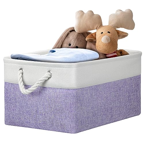 PWVMWM Large Storage Baskets, Rectangular Fabric Storage Box with Handles