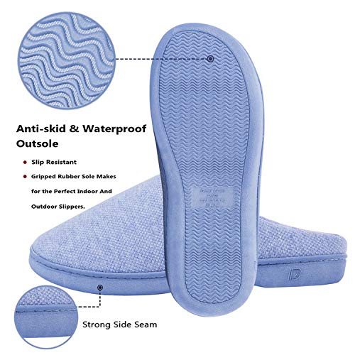 Image of DL Womens Memory Foam Slippers, Cozy Slip on House Slippers for Women Indoor Outdoor, Comfy Women's Bedroom Slippers Warm Soft Flannel Lining Home Slippers Size 5-12 Purple Blue Pink Grey Navy Black
