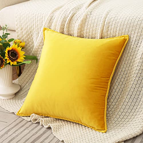 Velvet Yellow Throw Pillow Covers 20”x20”Pack of 2 Soft Decorative by JIAHANNHA - Used condition - Image 2