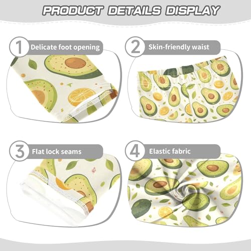 KLL Avocado Fruit Little Girls Leggings Stretch High Waisted Workout Pants Running3