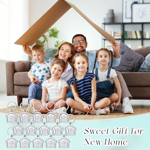 Image of Sweet Home Keychain Estate Agent Gifts | New Home Keychains Bulk Housewarming Gifts for Guests House Shaped Keychain Estate Agent Supplies Housekeeping Party Favors