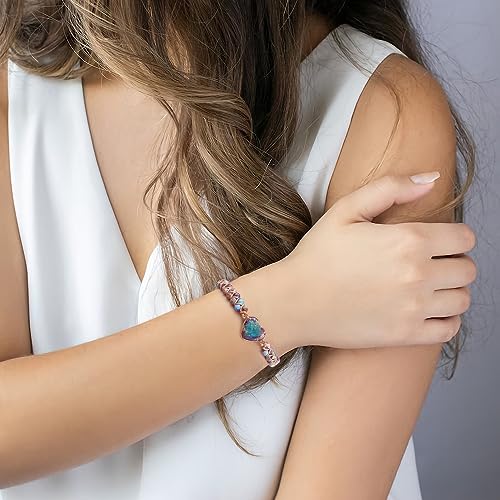 Jasper Heart Bracelet Adjustable Imperial Stone Beaded Braided Handmade Bracelet for Women Birthday Anniversary Mothers Day Christmas Graduation Jewelry Gifts for Her Mother Daughter2