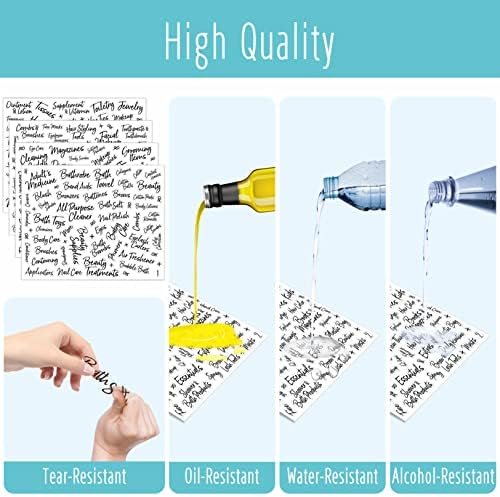 Hebayy 276 PCS Cursive Bathroom Organization Labels,Waterproof Tear-Resistant No Residue, Bath,Beauty & Makeup Preprinted Stickers
