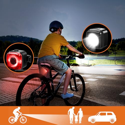 OnMeto Fahrradlicht Set, IPX5 Wasserdicht Frontfahrrad Lampe Rücklicht Fahrrad licht Set，USB Type-C Wiederaufladbares Fahrradleuchten Set… – Ansicht 4