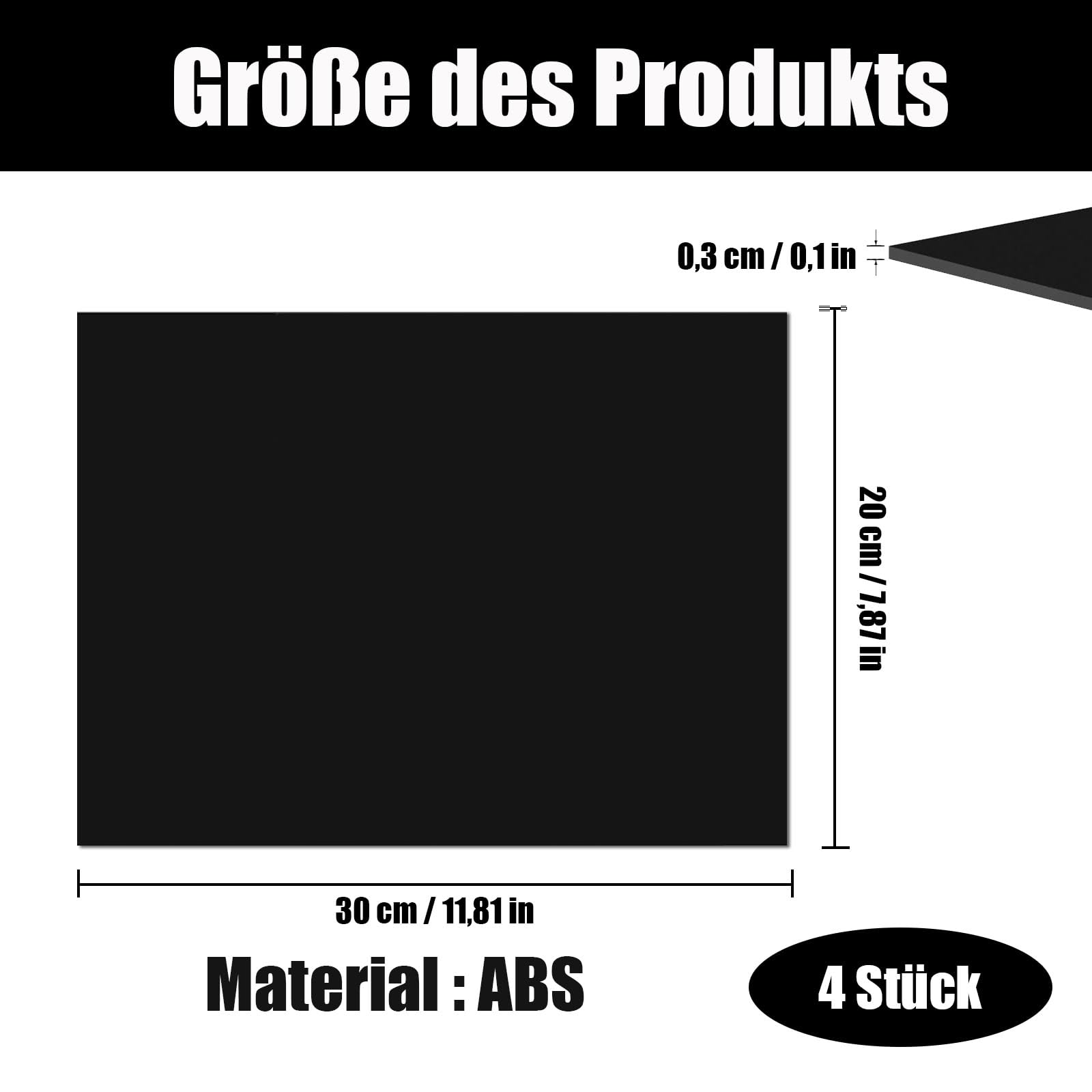Placas de Plastico ABS Negro 3mm 30x20 cm Superficie Lisa para Modelos Arquitectonicos