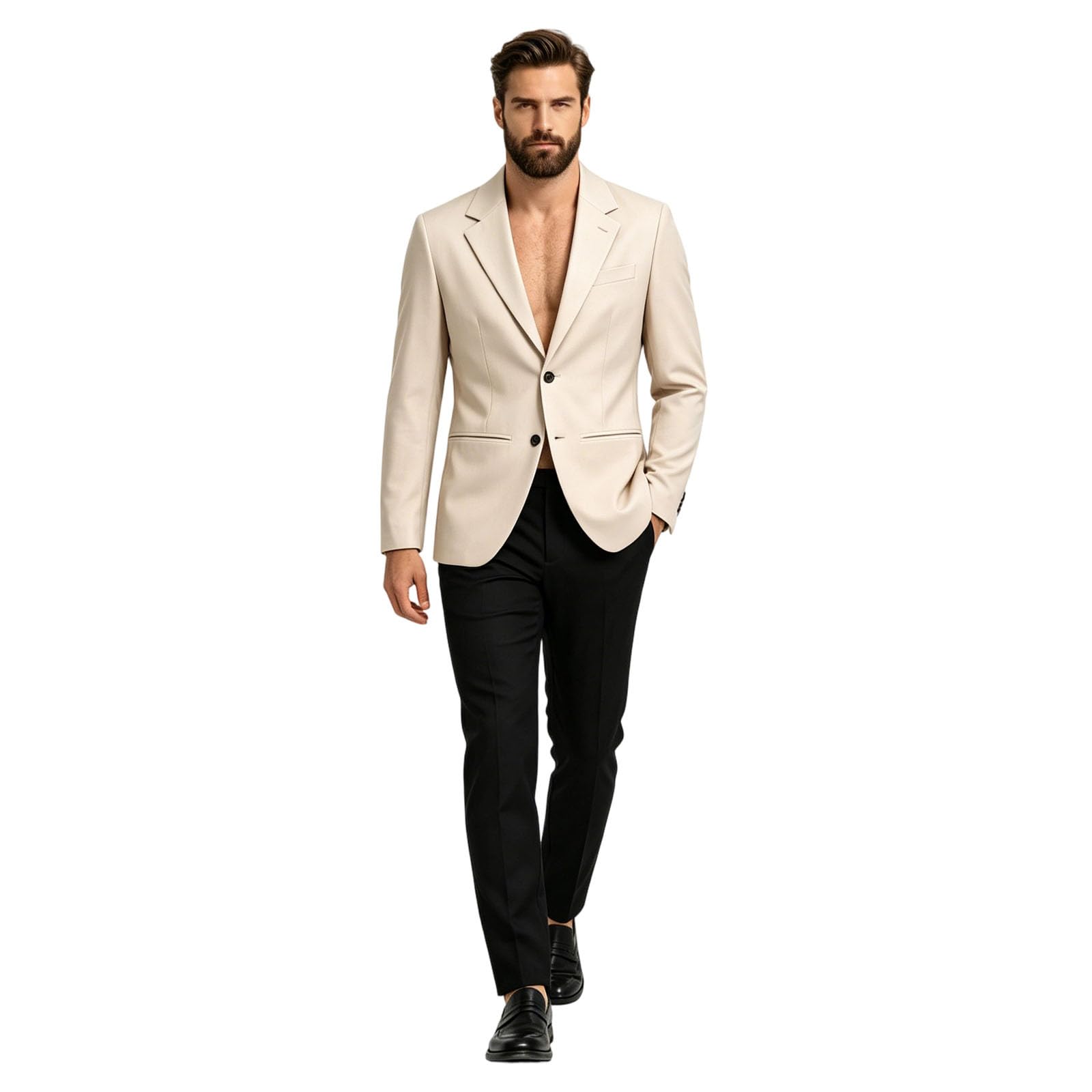 Genérico Blazer Hombre Elegante Americana Hombre Chaqueta Traje Casual Ligera Moderna Corte Regular con Solapa Clásica Estilo Business para Boda Fiesta