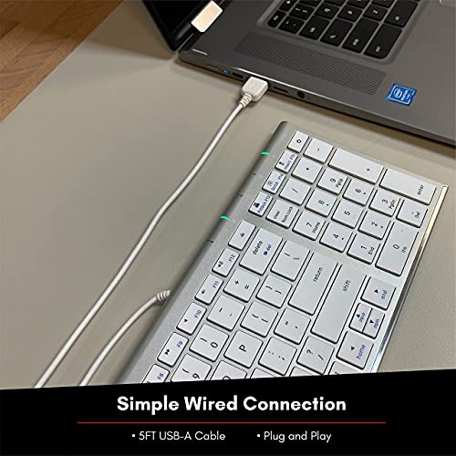 Macally Compact Wired Keyboard and a Vertical Laptop Stand, Designed to Save Space