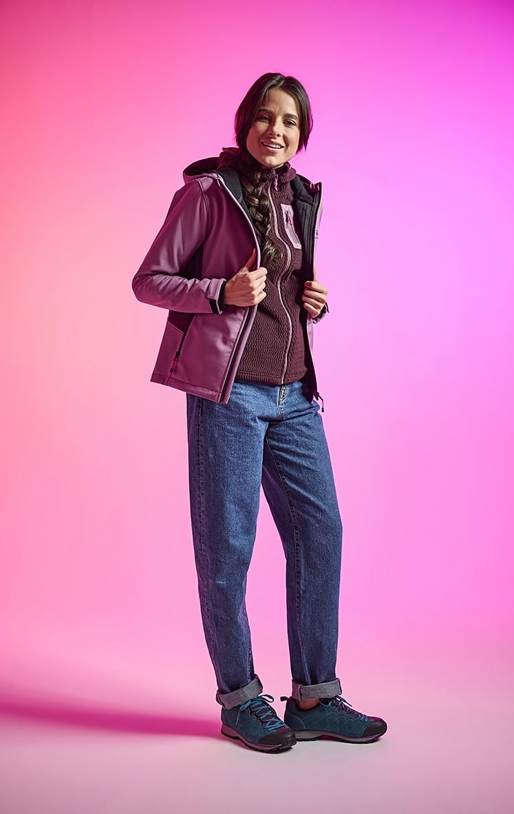 Damen moderne Softshelljacke wasserabweisende und atmungsaktive Funktionsjacke mit Kapuze