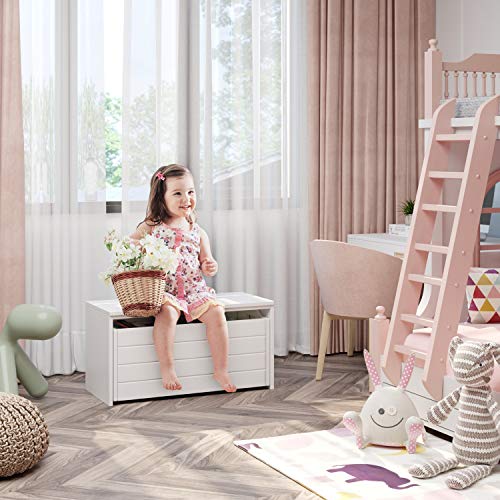 image for HOMECHO Kid’s Toy Chest, Wood Storage Chest Cabinet Seat Bench, Mode