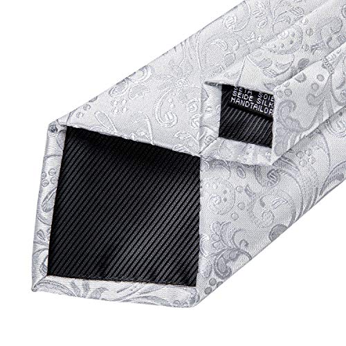 Image of DiBanGu Silk Ties for Men Necktie and Lapel Pin Brooch Set Formal Woven Paisley Plaid Striped Solid Tie Wedding Party