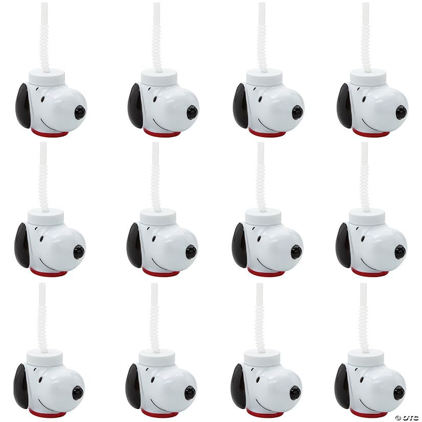 Gobelets Peanuts Snoopy anti-renversement en plastique lavable avec pailles pour enfants