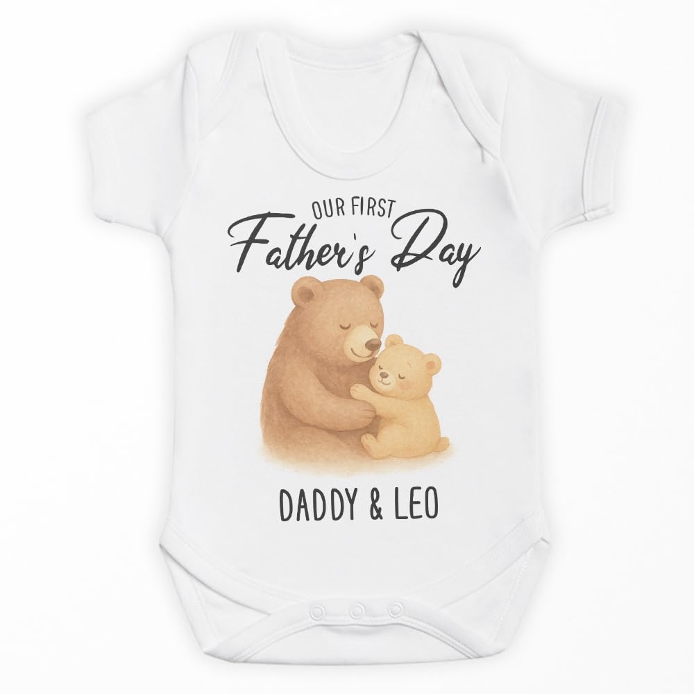 The Gift Project Pandas Personalised Our First Father's Day - Baby Bodysuit - Bears