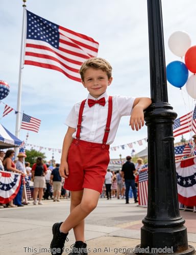 Image of A&J DESIGN Baby Boys Gentleman Suit, 2Pcs Outfit Shirt & Pants