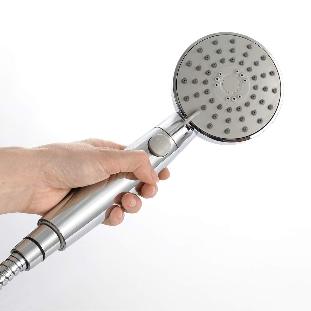 Alcachofa de Ducha, Ducha de Mano con 3 Modos de Spray de Agua, Universal ABS Ahorro de Agua de Alta Presión Mano la Cabeza de Ducha para Bañera y Ducha,E Chrome