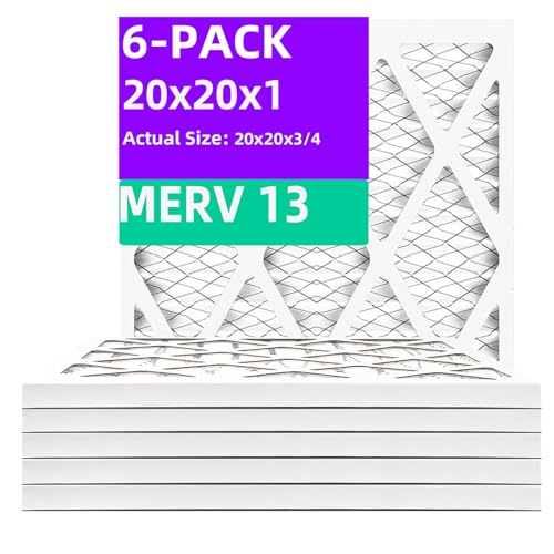 Qingzhug 20x20x1 MERV 13 (6-Pack) Pleated Air Filter (Actual Size: 19.75x19.75x0.75) MPR 1900 & FPR 10 Furnace Air Filters 20x20x1 air filter