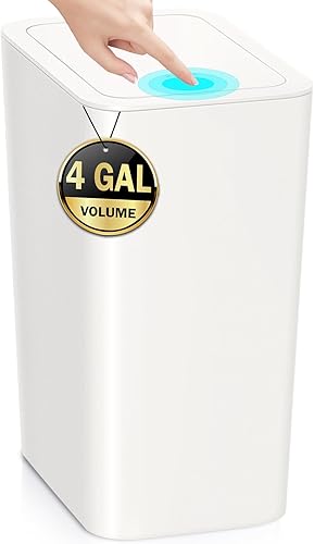 Paquete de 3 cubos de basura pequeños para baño con tapa, papelera delgada de 10 litros2.6 galones con tapa desplegable para dormitorio, oficina,