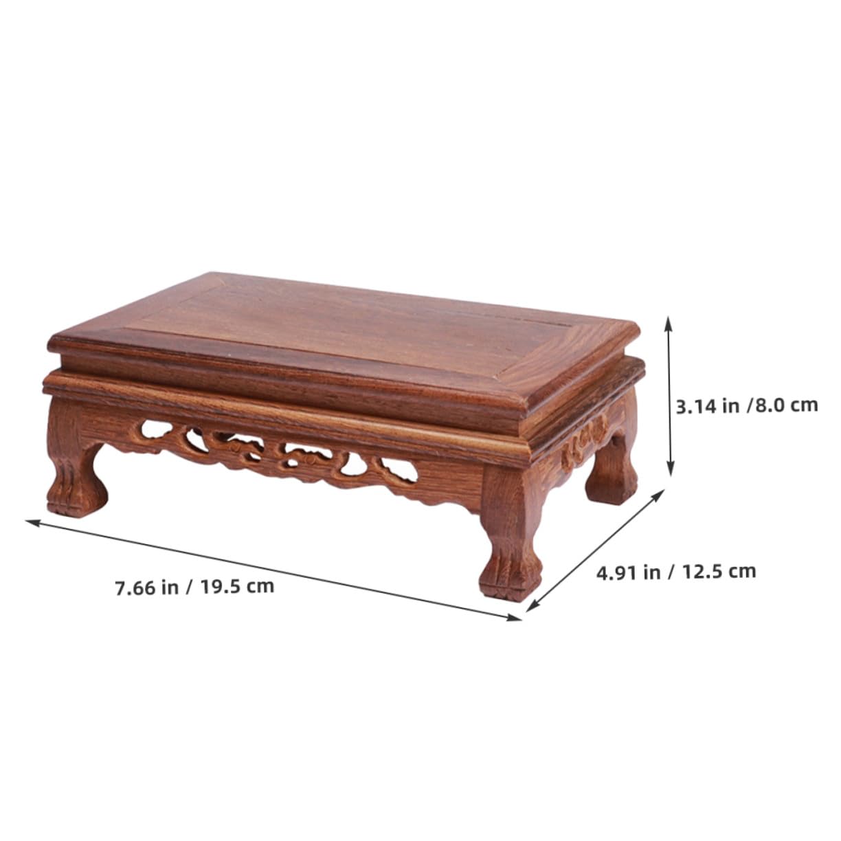 TOYANDONA Base de Estatua de Madera Rectangular Marrón, Pedestal Estable y Multifuncional Diseño Tallado para Jarrones y Decoración Habitación