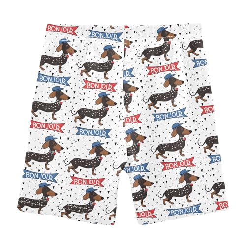 Dachshund Dog Kiss Girls Shorts Elastic Waist Sports Shorts Girls Leggings Pants for 4-10 Years2