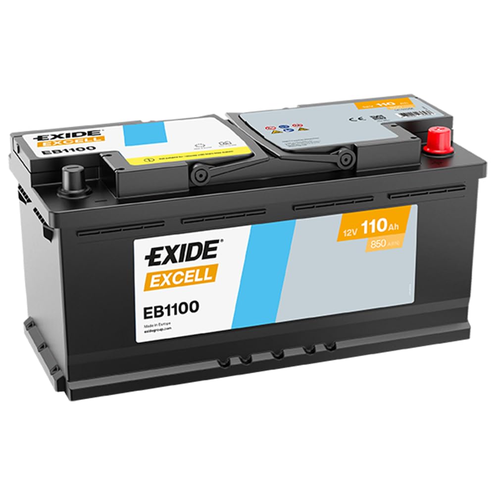 EXIDE EB1100 Excell Autobatterie/Starterbatterie 110Ah 12V 850A DIN/ISO L6 ersetzt Batterie 100Ah 105Ah Kompatibel mit AUDI A4 Avant 8K5, B8 A6 Avant 4F5, C6 A4 Avant 8ED, B7, BMW 5 Limousine E60