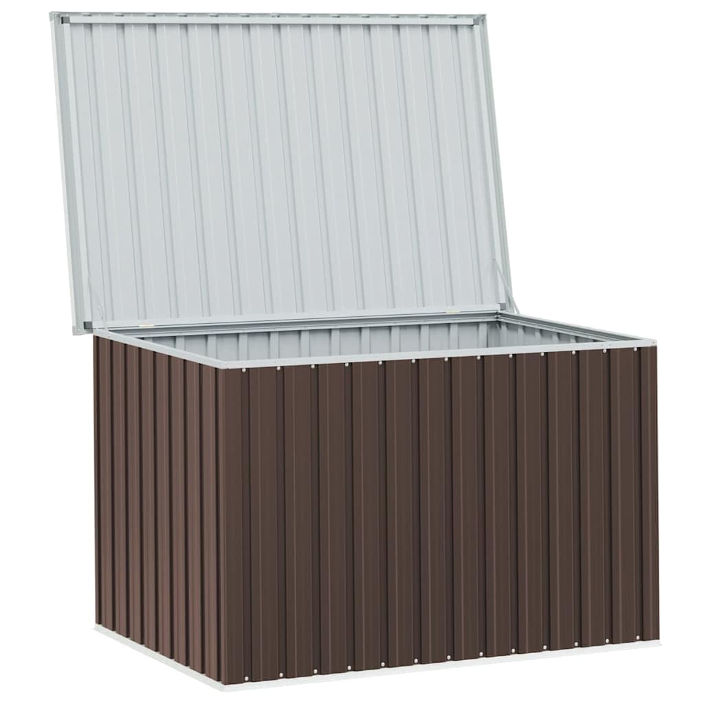 Baule da giardino marrone, 149 x 99 x 93 cm, resistente alle intemperie, con robusto telaio in acciaio zincato, per cuscini, coperte, giocattoli e attrezzi da giardino, ideale per terrazze