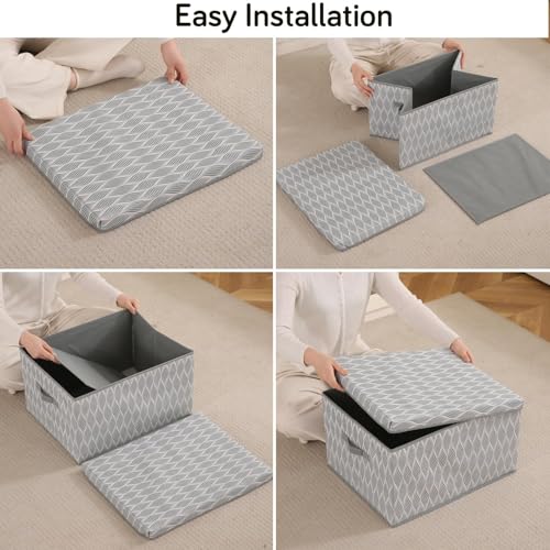Image of HOKIPO Storage Box and Organiser for Clothes | Cloth Organiser for Storage | Wardrobe Organizer for Storage with Lid | Non-Woven, Foldable - Pack of 1 Extra Large (NEW-AR-5815)