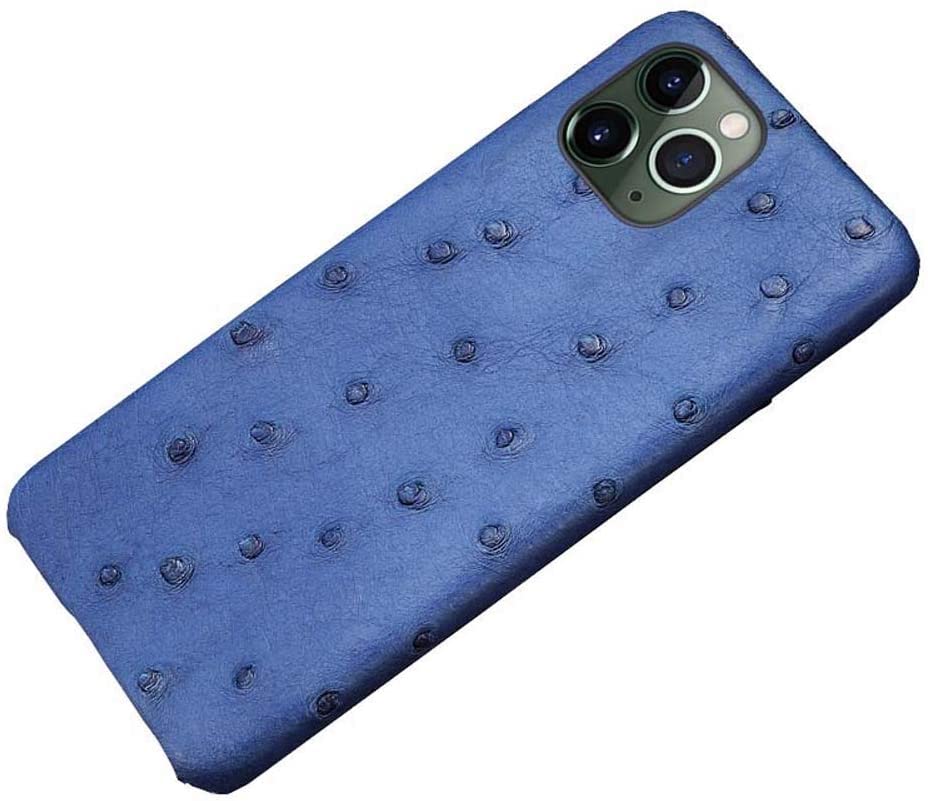 Étui en cuir d'autruche iPhone 12 Pro bleu pour le quotidien