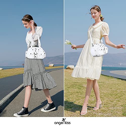 Image of Angel Kiss Hobo Crossbody Purses for Women Shoulder Bag Multipocket Soft Hobo Purses Removable Strap Leather Handbags