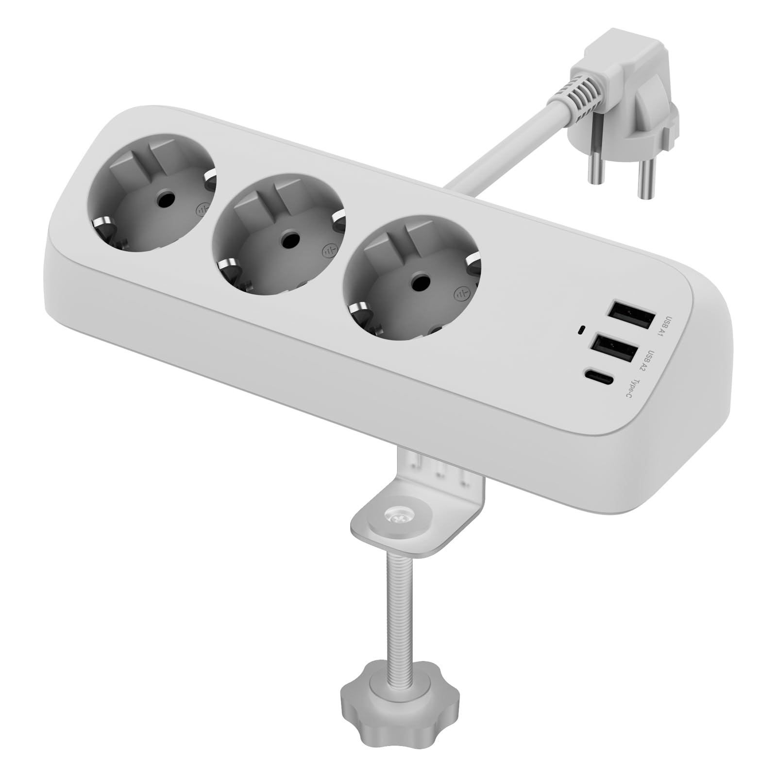 VALUE Ciabatta elettrica a 3 prese con interruttore, cavo da 10 m, presa con contatto di protezione 230 V/16 A, ruotata 45°, sicurezza bambini, interruttore illuminato, presa multipla nera per la casa