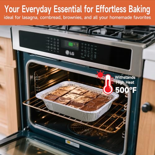 Image of Disposable Aluminum Foil Pans with Lids 9x13-25 Pack Aluminum Foil Pans, Heavy Duty Aluminum Baking Pans for Holiday Cooking, Christmas, Thanksgiving, Parties, Meal Prep & Storage