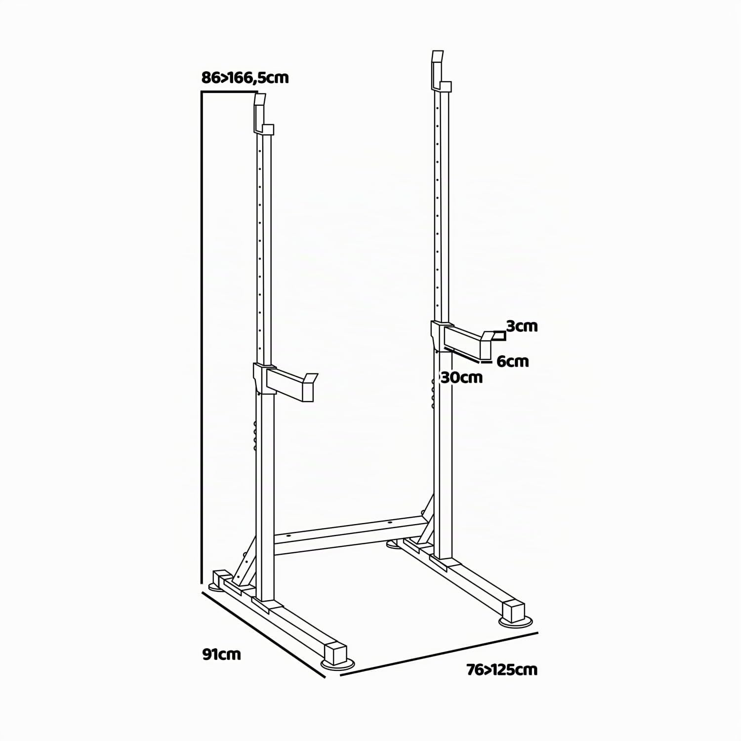 SUPPORTO PER BILANCIERE RASTRELLIERA RACK & DIP | PESO MAX. 150 KG | REGOLABILE IN ALTEZZA 13 LIVELLI