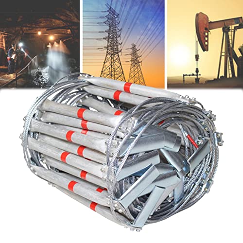 KHLMSRXJ Escalera de Emergencia portátil, Escalera de Cable de Acero para Operaciones a Gran altitud, Escalera de Incendios de aleación de Aluminio, Resistente al Fuego, fácil de almacenar,
