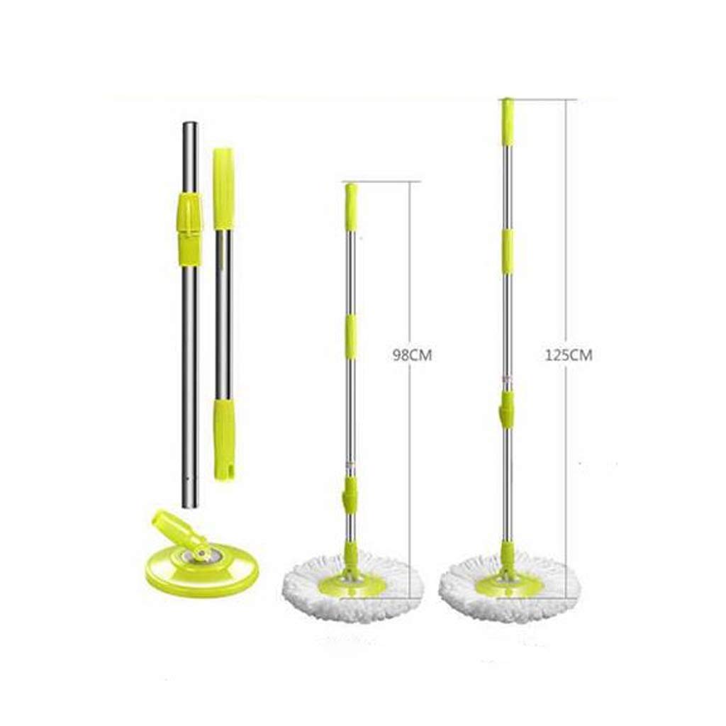 Mop - Sistema de cubo de fregona giratoria, cabezales de fregona de microfibra de longitud extendida ajustable con placa de fregona de acero inoxidable
