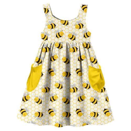 Little Girls Summer Sleeveless Dress Toddler Print Casual Sundress 2-7 Years
