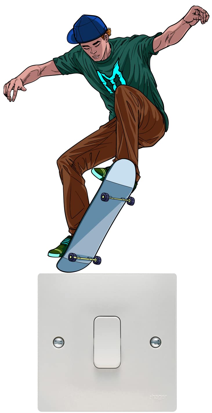 Hodge Creations Light Skateboarder Switch Wall Art Vinyl Stickers