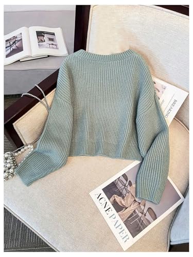Girl's Crew Neck Knit Sweaters Drop Shoulder Long Sleeve Casual Pullover Tops Knitwear2
