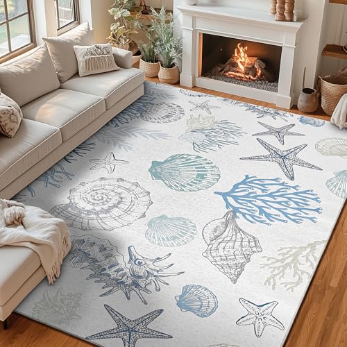 5x7 Area Rugs for Bedroom Coastal Rug Washable Non Slip