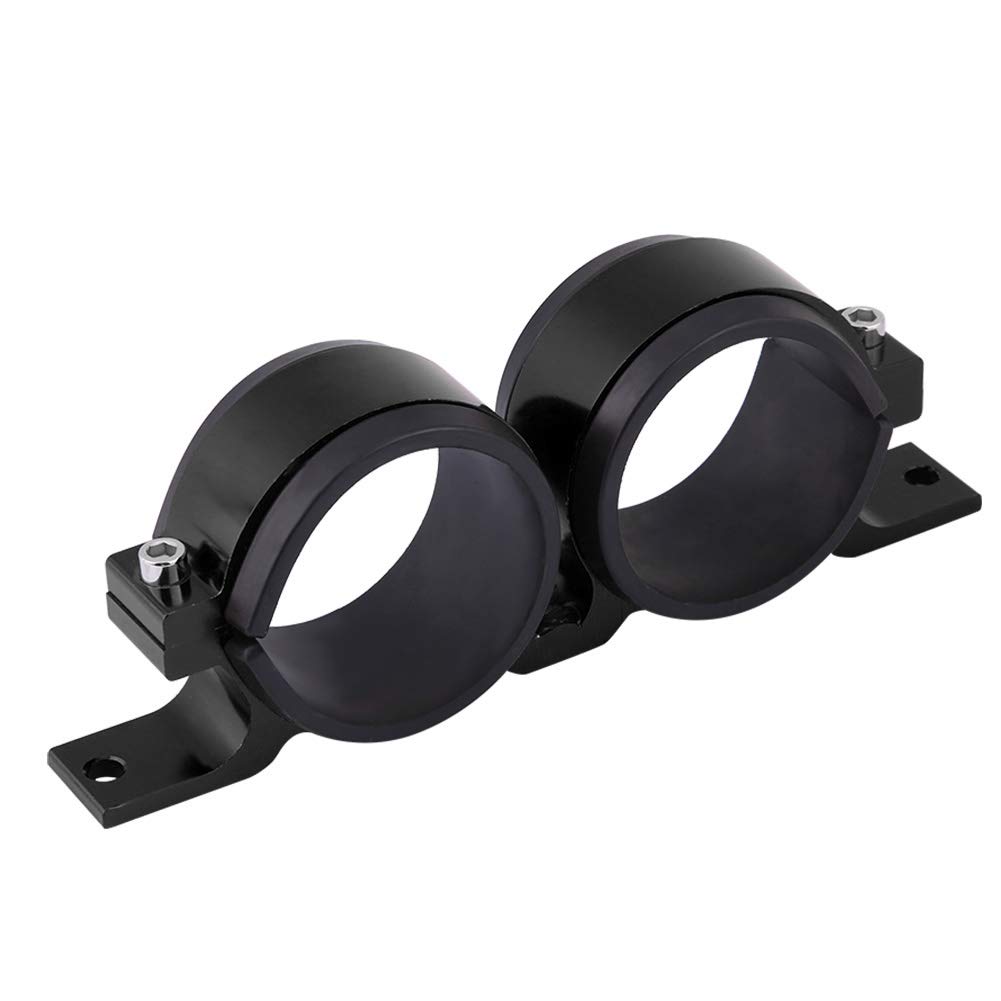 Soporte de bomba de gasolina de 60 mm abrazadera negra de aluminio para filtros duales
