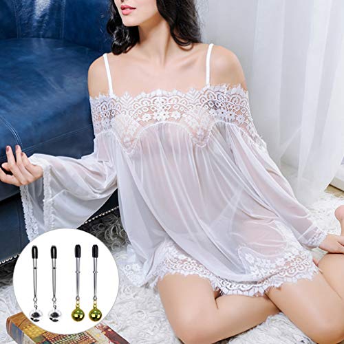 EXCEART 2 Pares de Clipes para Mamilos Braçadeiras de Seios Femininas Ajustáveis Com Sinos Corrente