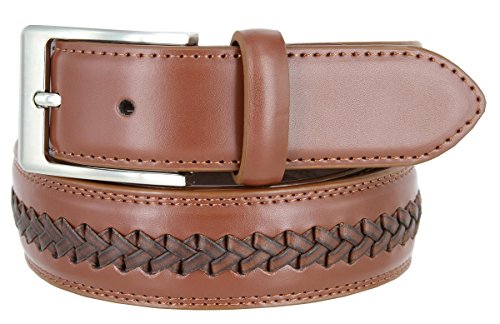 Men's Crossweave Braided Woven Laced Leather Dress Casual Belt 1-3/8