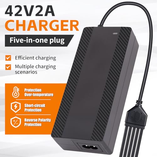 42V 2A Electric Scooter Charger for 36V Lithium Battery, 5-in-1 Plug Ebike Charger for Gotrax, Jetson, Razor, Swagtron, Bird, Segway,UL Certified - Image 3