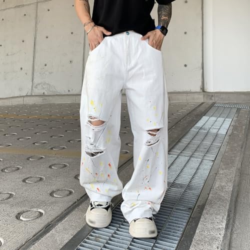 XYGJZ Men's Baggy Jeans Grunge Distressed Ripped Denim Pants Streetwear2