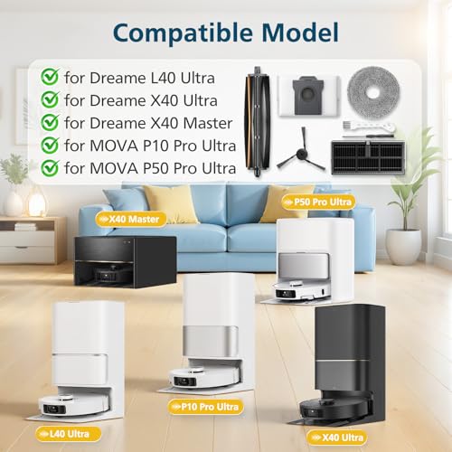 Image of TriCut Brush Accessories for Dreame L40 Ultra (Gen 2) / X40 Ultra / D30 Ultra, for MOVA P10 (Gen 2) / P50 Pro Ultra Robot Vacuum, with 1* TriCut Brush, 8* Mop Pad, 8* Dust Bag, 6* Filter, 6* Side Brush