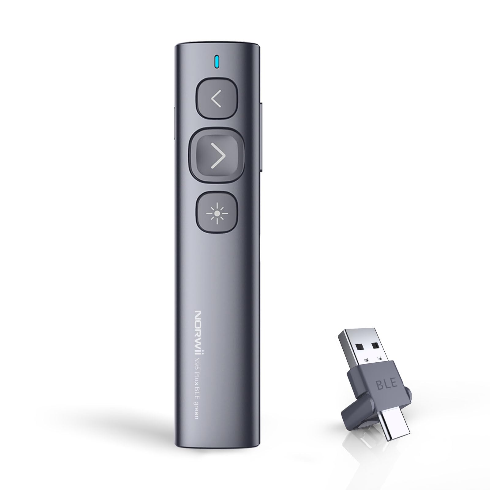 Norwii N95 Presentation Clicker with Green Laser Pointer for Presentations