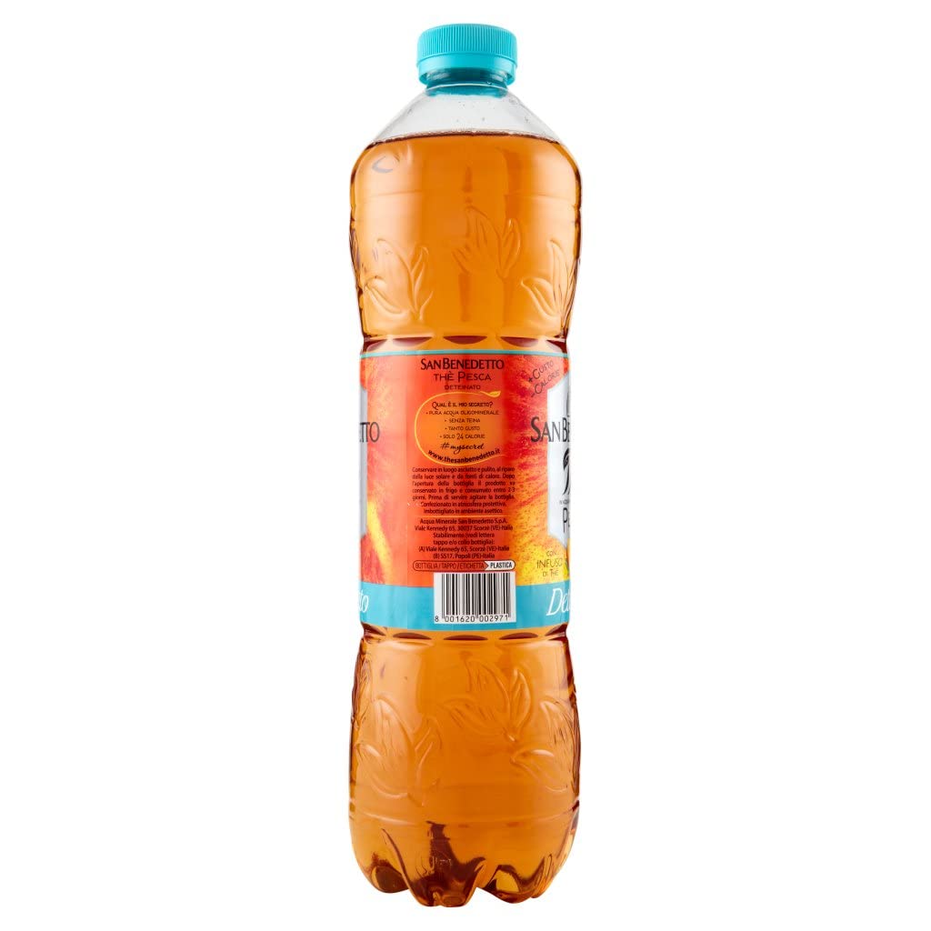 12 x San benedetto the deteinato pesca PET 1,5lt de melocotón descafeinado bebida refrescante