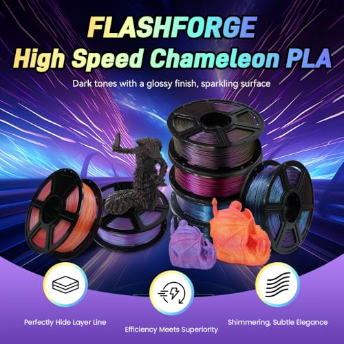 Image of FLASHFORGE Chameleon Gradient Rapid PLA Filament Burnt Titanium & Nebula Purple, High Speed PLA Filament 1.75mm Max 500mm /s Fast Printing, Displays Shimmering Effects from Various Angles and Light