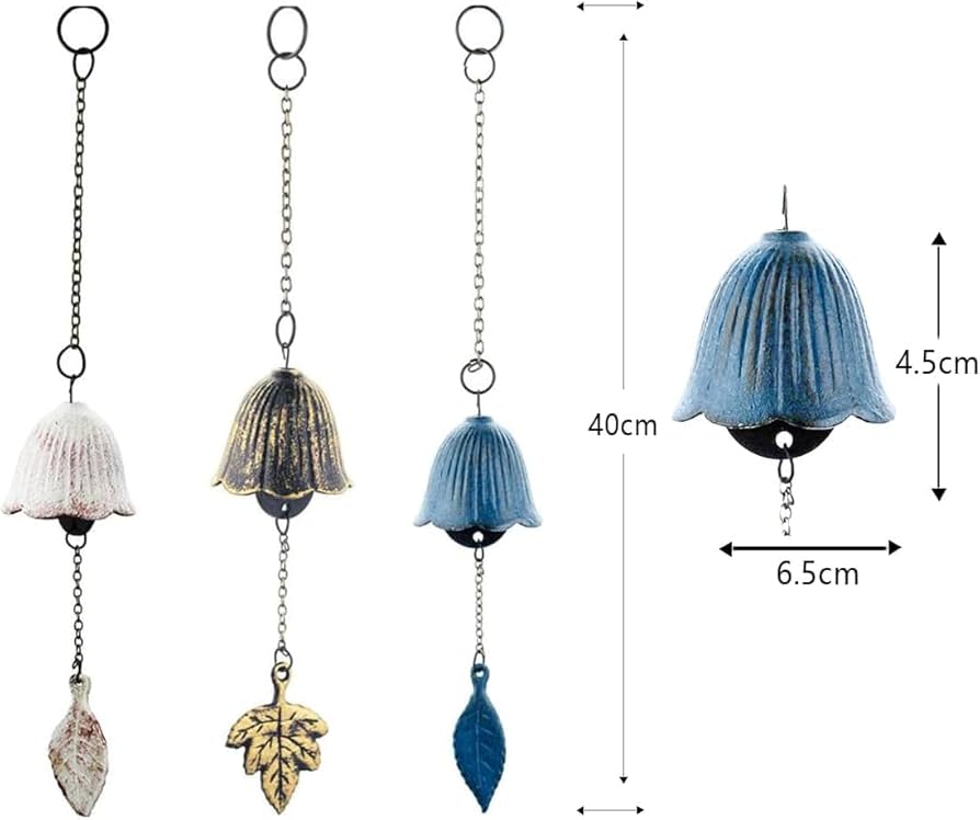 ふうりん・風鈴5個セット　●南部鉄器  釣鐘風アンティーク・ウィンドチャイム ふうりん・風鈴5個セット ○南部鉄器 釣鐘風アンティーク