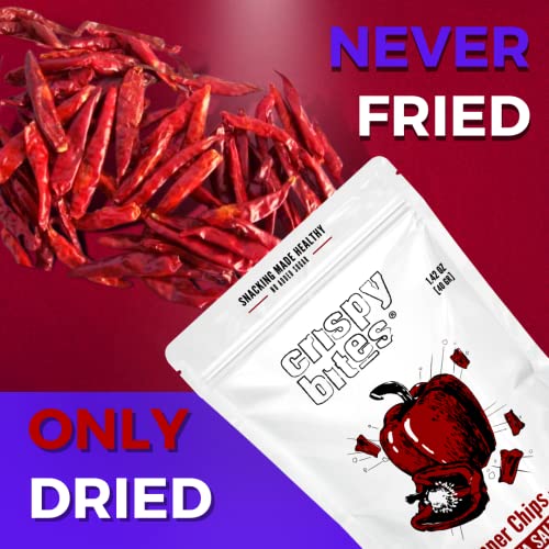 Baked Bell Pepper Chips, Oven Baked No Oil Added, Vegetable Crisps, No Sugar Added Gluten Free Healthy Snack, Vegan, Veggie Snack Pack, Salad Topper, Sea Salt, Dried California Peppers, 1.42Oz Sealable Bags, Pack Of 5 #TOP5